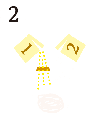 粉末スープ、かやくを春雨の上にあけてください。